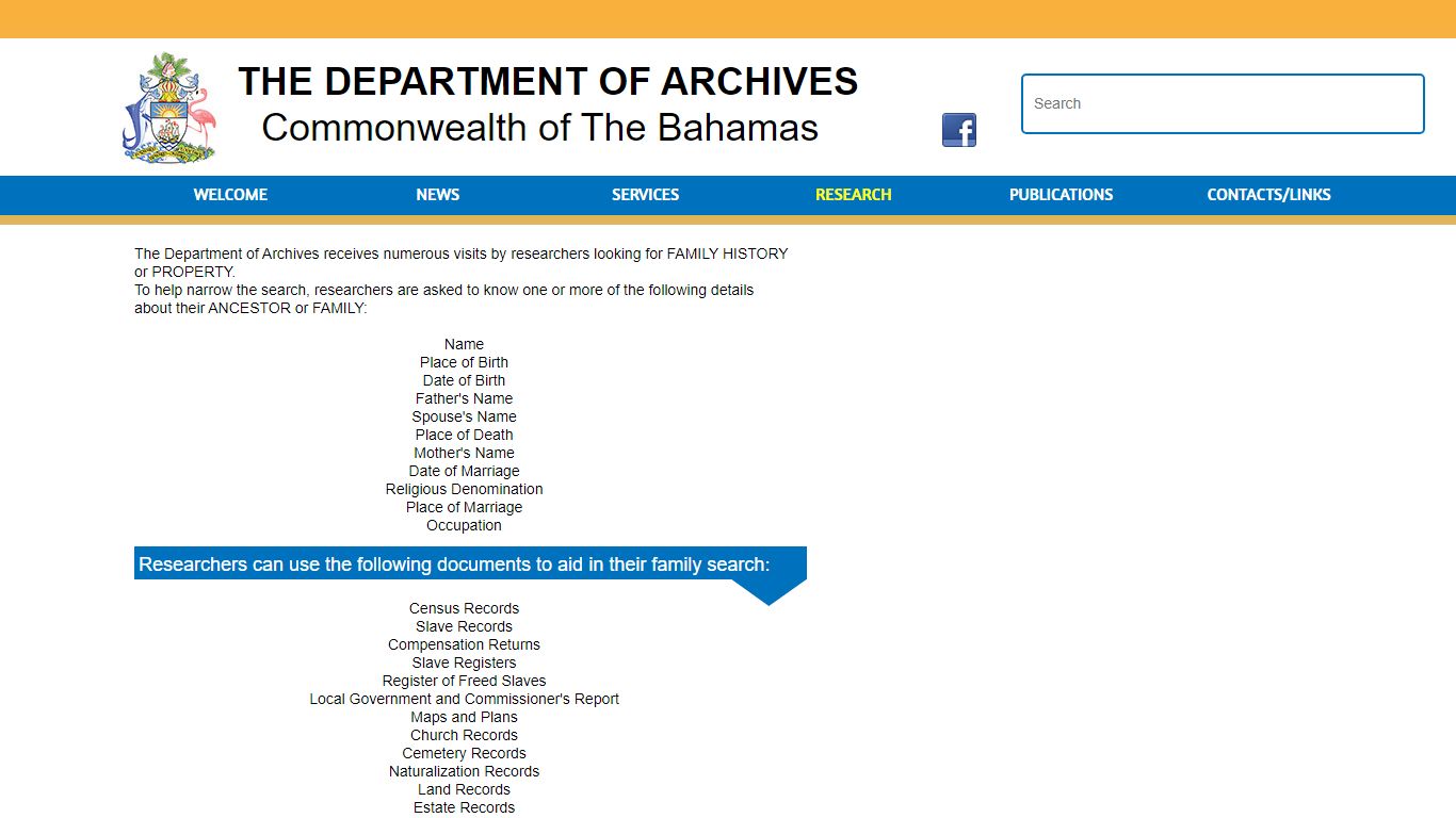 FAMILY HISTORY - Bahamas National Archives